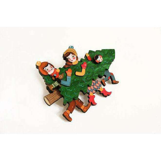 Family With Christmas Tree Brooch by LaliBlue - Quirks!
