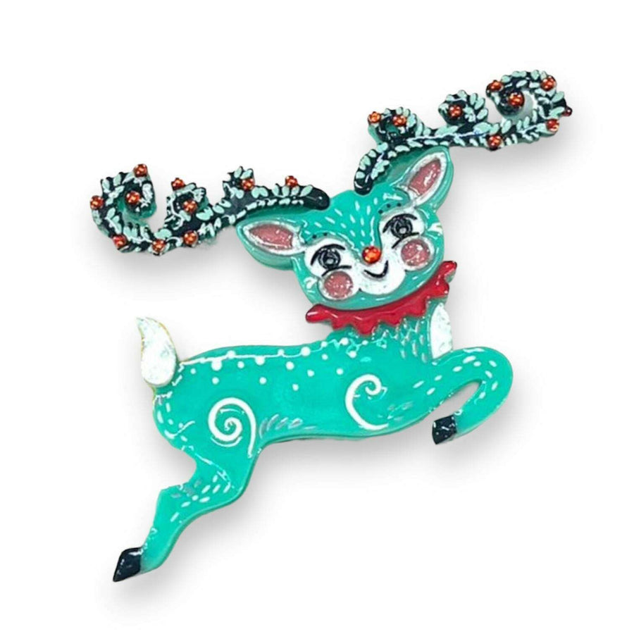 Fawna Fir Top Leaping Reindeer Brooch by Johanna Parker x Lipstick & Chrome – view 2