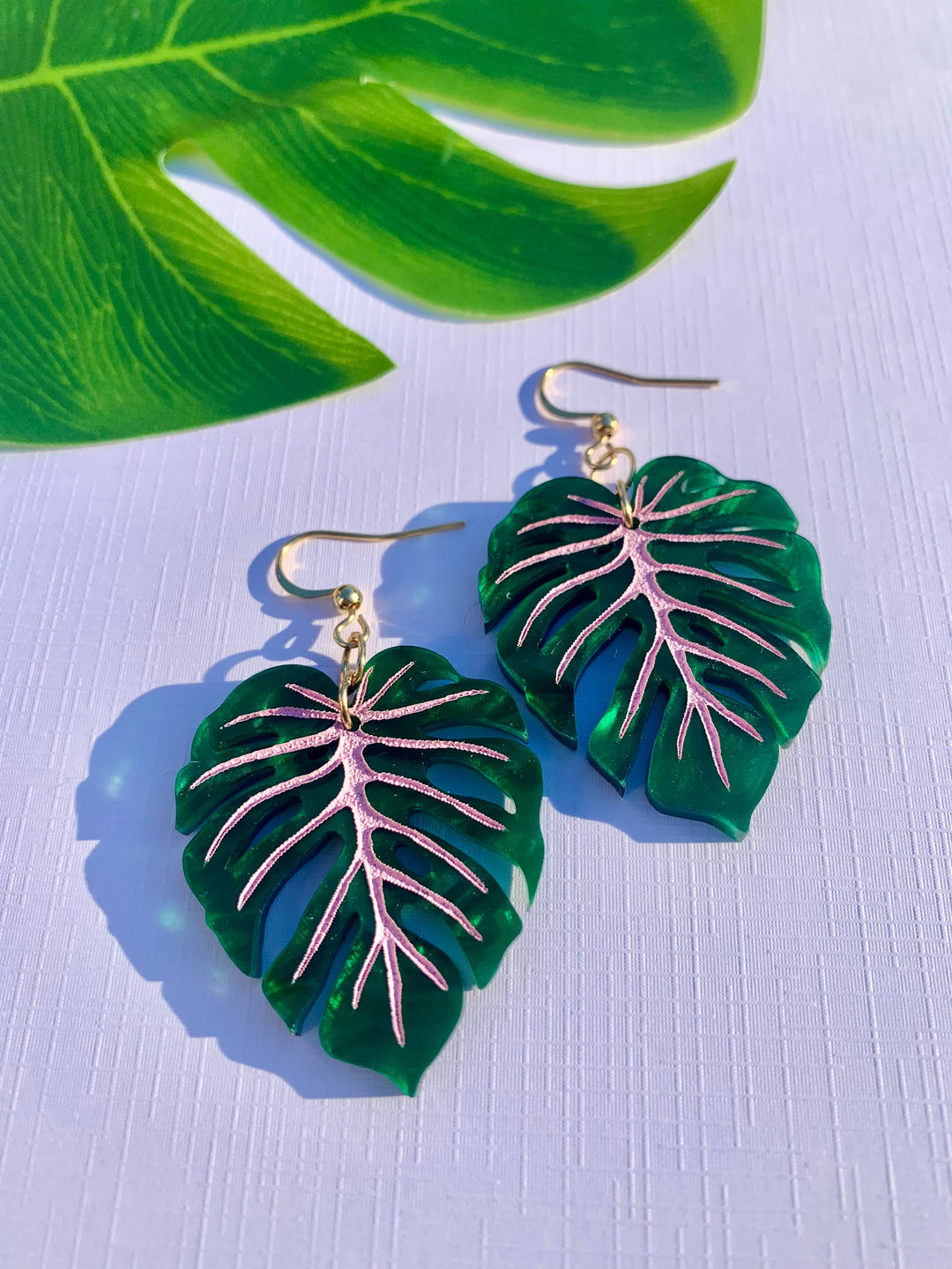 Mini Monstera Leaf Acrylic Earrings