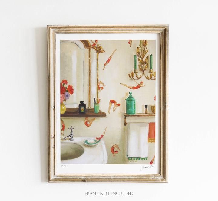 Divers Art Print - 8.5" X 11" by Janet Hill