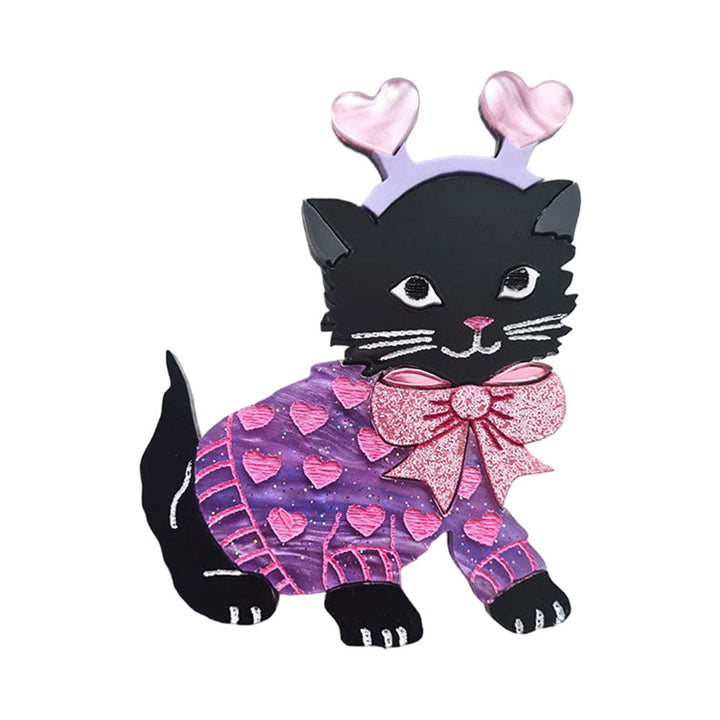 Feline Loved Up Kitty Brooch- Pastels by Cherryloco Jewellery 1