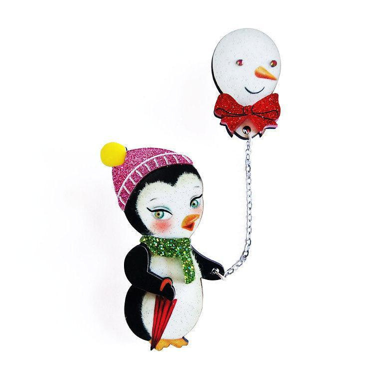 Festive Penguin with Balloon Brooch by Laliblue - Quirks!