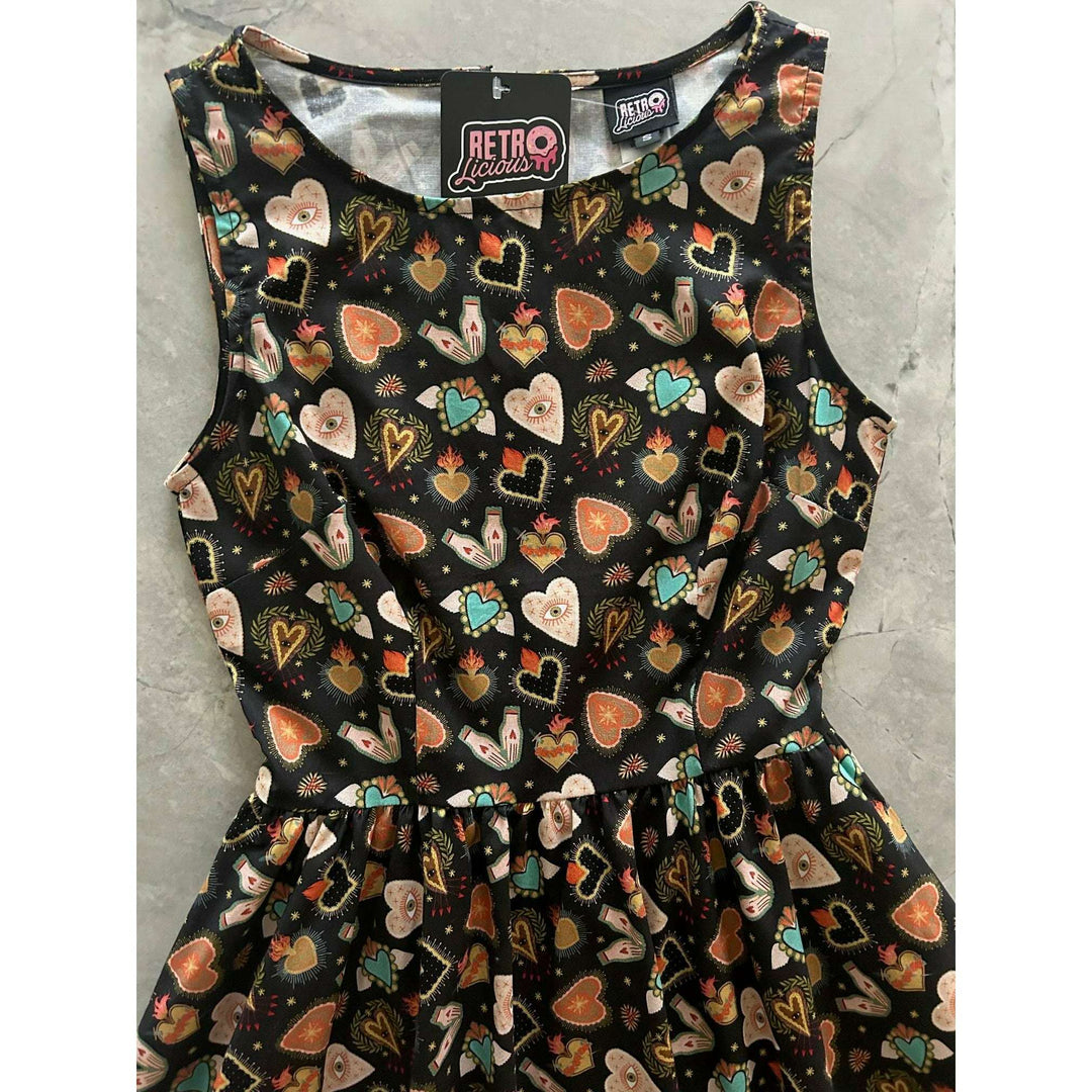 Flaming Hearts Midi Dress