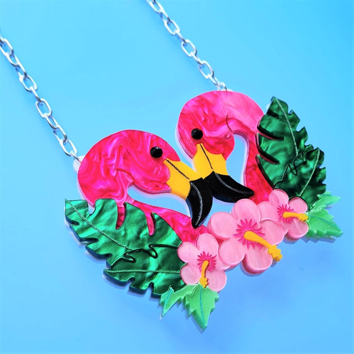 Flamingo Love Necklace by Cherryloco Jewellery 3