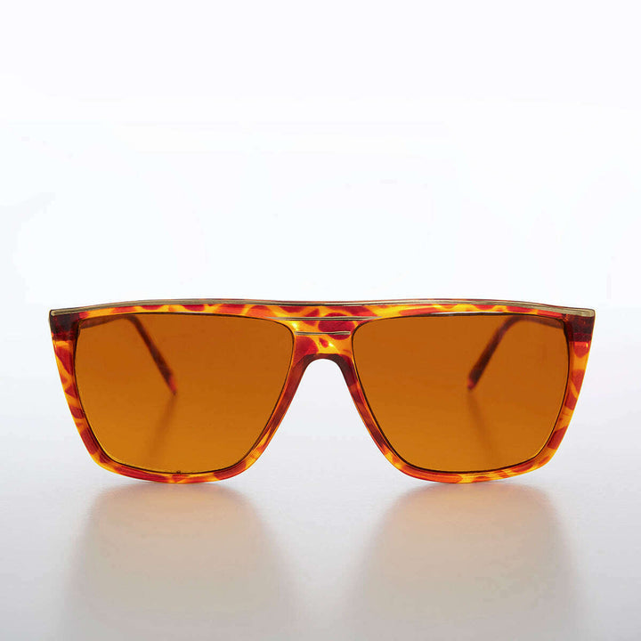 Flat Top Vintage Sunglass with Orange Lenses - Thelda