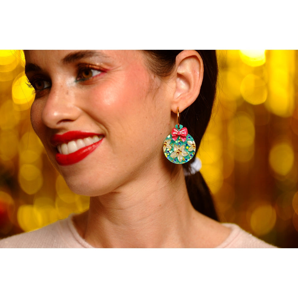 Floral Christmas Ornament Earrings by Laliblue 1