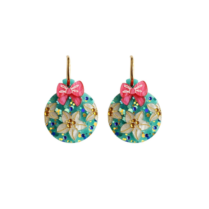 Floral Christmas Ornament Earrings by Laliblue 