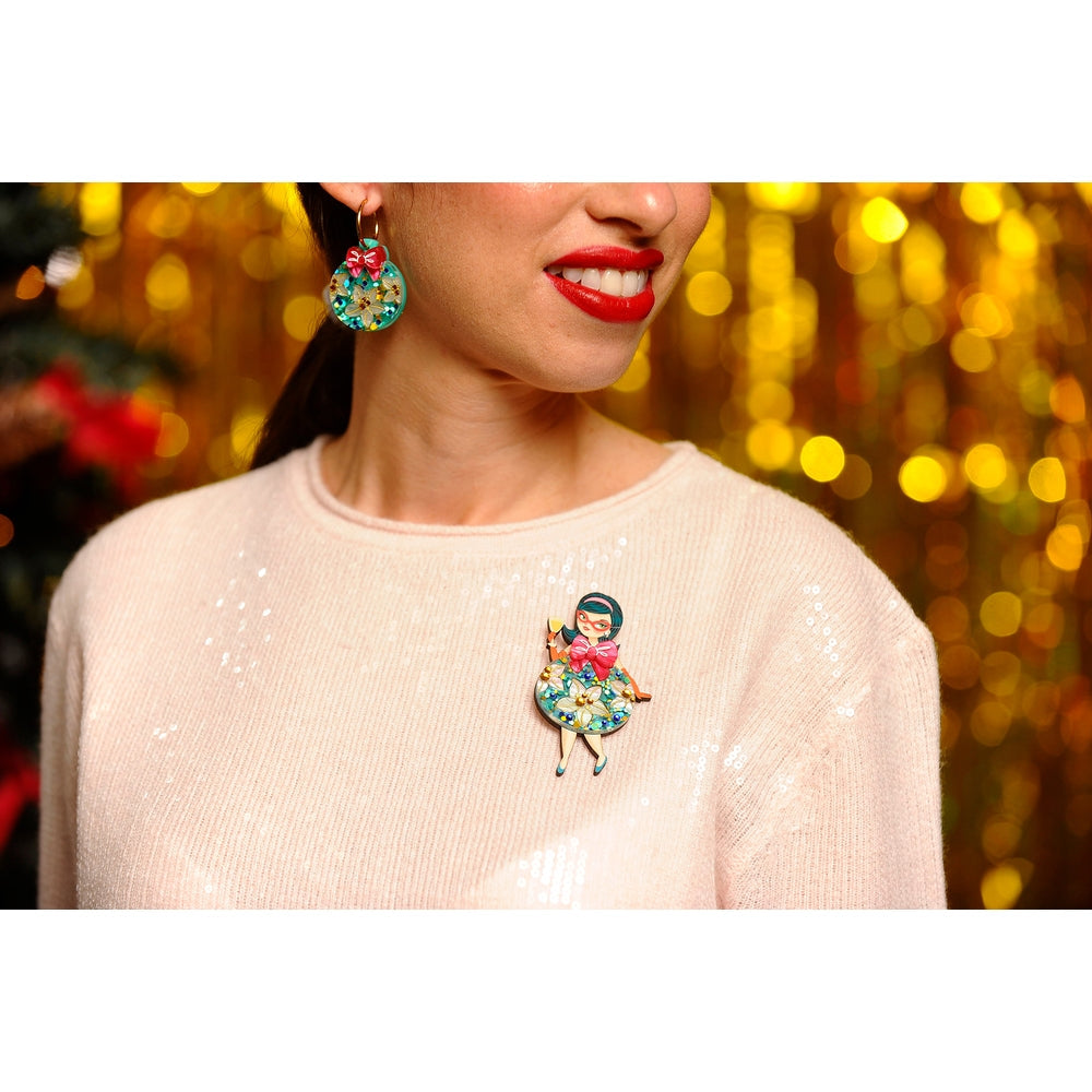 Floral Christmas Tree Lady Ornament Brooch by Laliblue 1