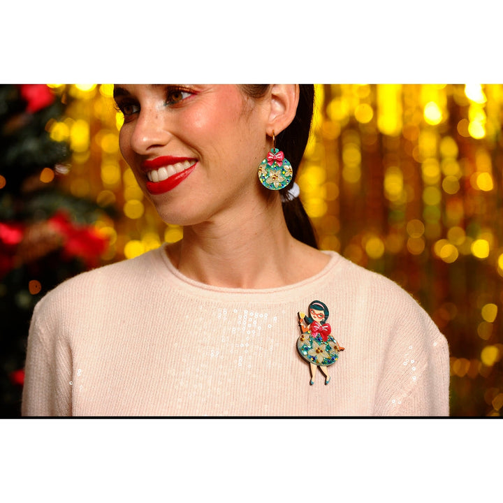 Floral Christmas Tree Lady Ornament Brooch by Laliblue 3