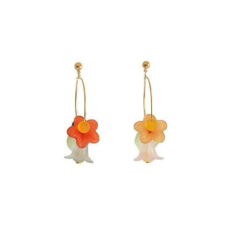 Flowered Hoop Earrings Halloween Brooch by Laliblue - Quirks!