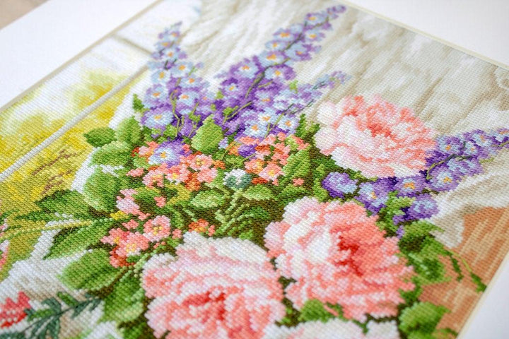 Flowers at the Window BU4016L Counted Cross-Stitch Kit