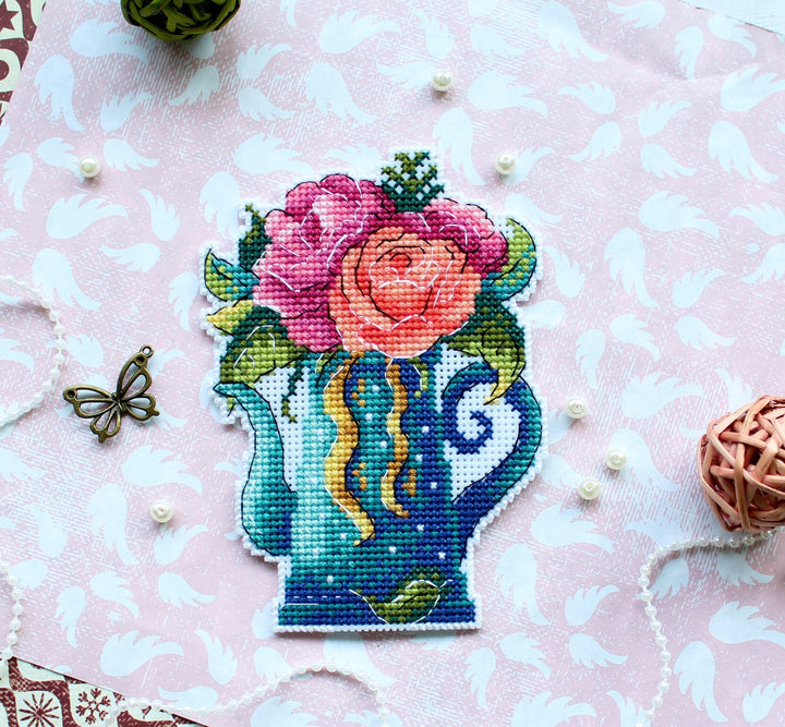 Flowers Of Love SR-575 Plastic Canvas Counted Cross Stitch Kit