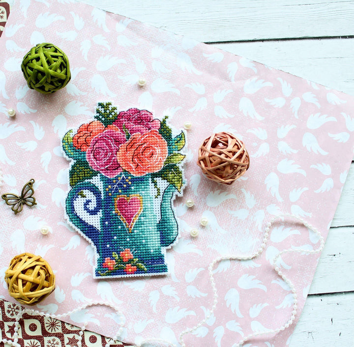 Flowers Of Love SR-575 Plastic Canvas Counted Cross Stitch Kit