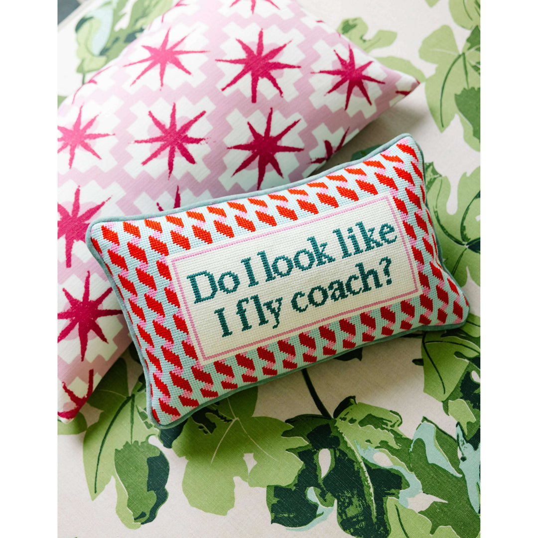 Fly Coach Needlepoint Pillow