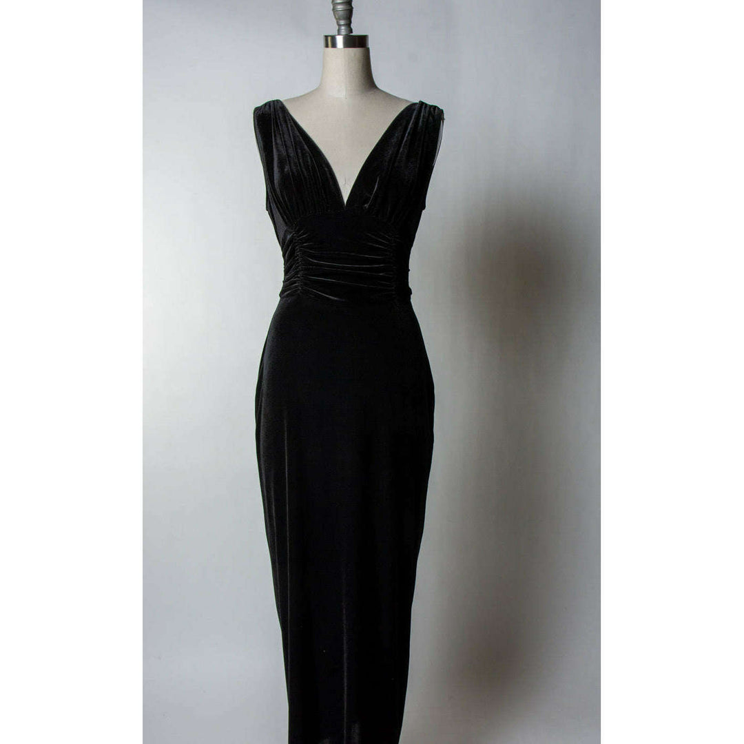 Formal Athena Gown  Dress - Stretch Velvet, Black
