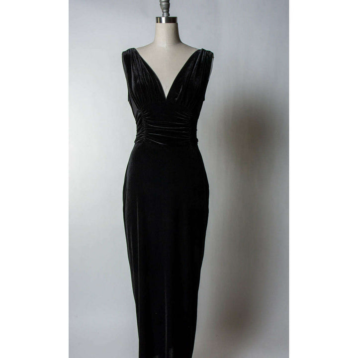 Formal Athena Gown  Dress - Stretch Velvet, Black