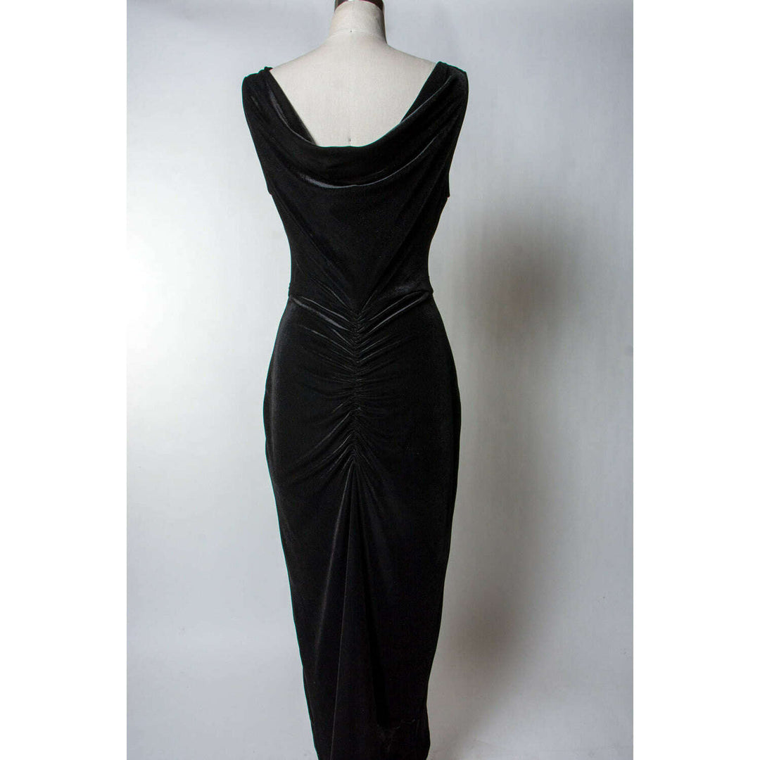 Formal Athena Gown  Dress - Stretch Velvet, Black