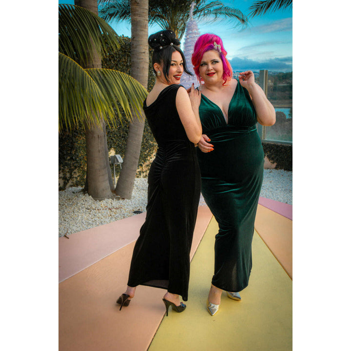 Formal Athena Gown Dress - Stretch Velvet, Hunter Green