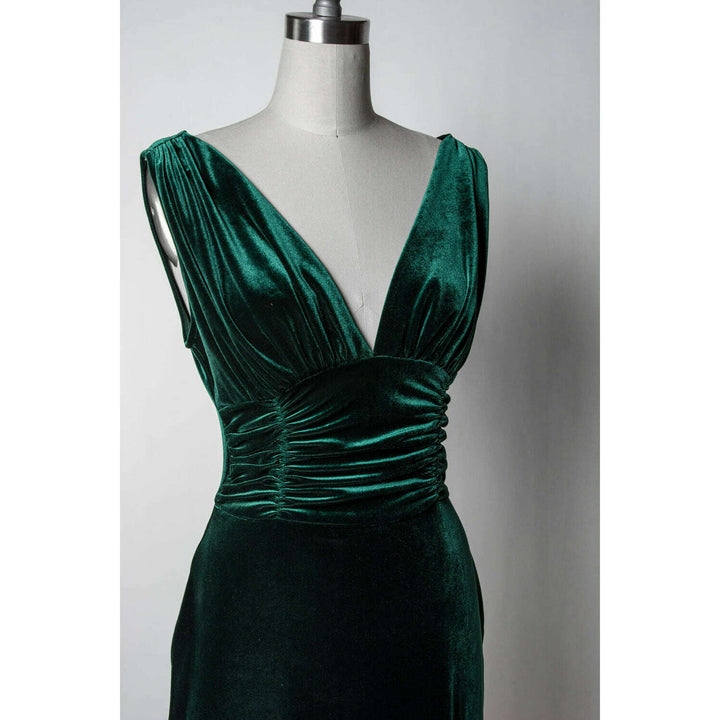 Formal Athena Gown Dress - Stretch Velvet, Hunter Green