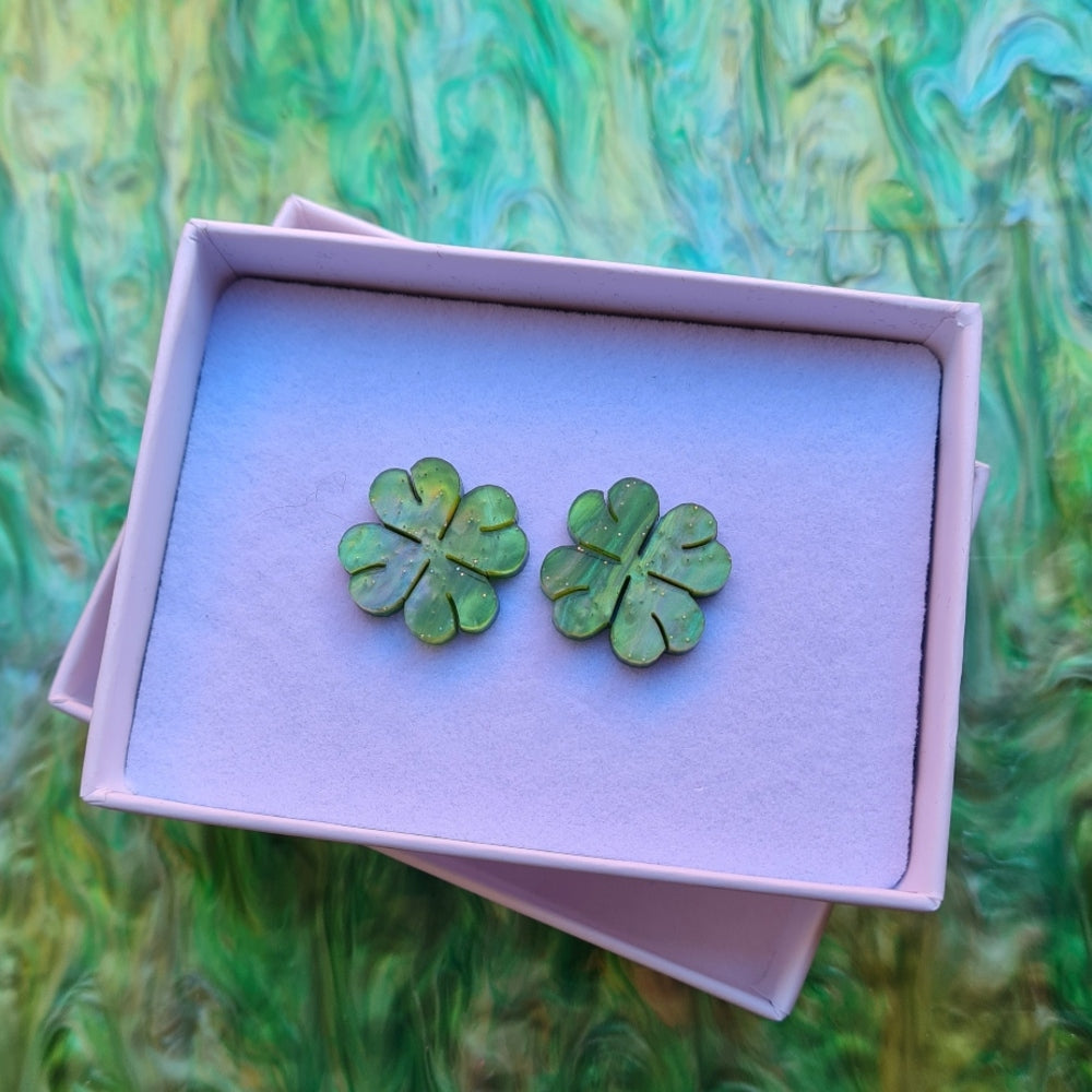 Four Leaf Clover Stud Earrings by Cherryloco Jewellery 2