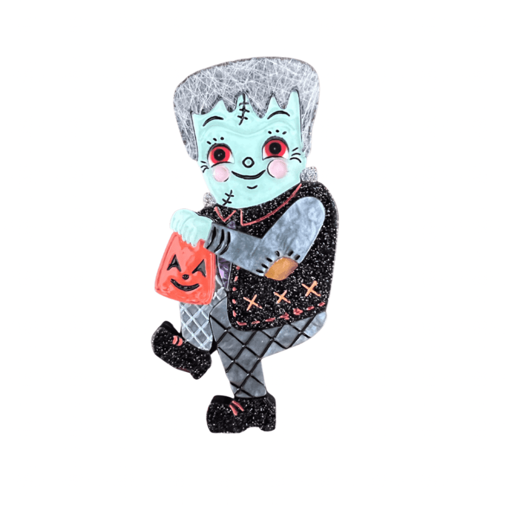 Frankenstomp Brooch by Johanna Parker x Lipstick & Chrome — Folk Art Frankenstein Pin – view 2