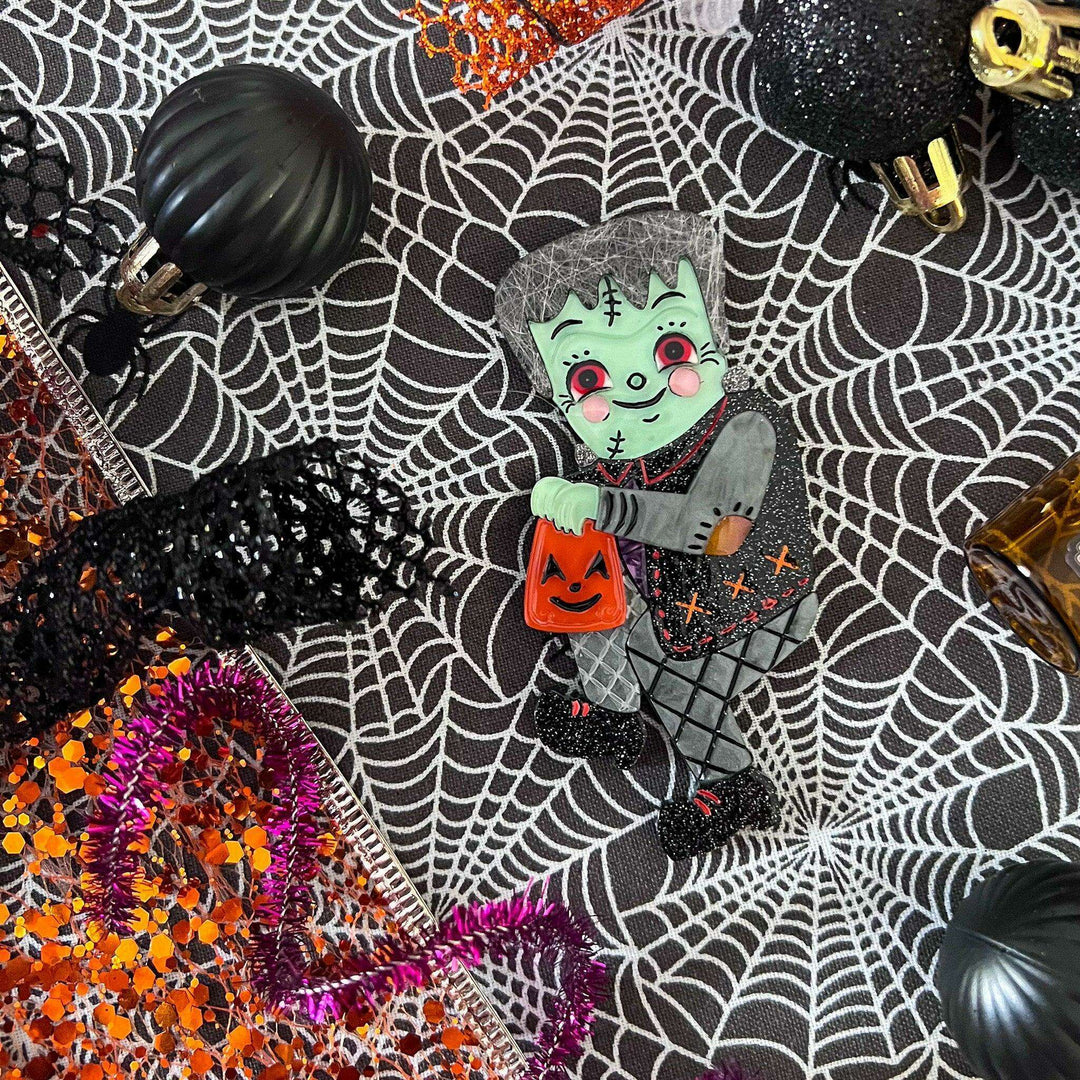 Frankenstomp Brooch by Johanna Parker x Lipstick & Chrome — Folk Art Frankenstein Pin – view 4