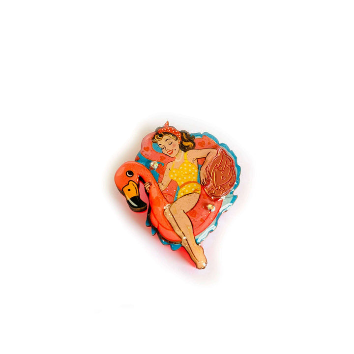 Frankie & the Flamingo Float Brooch by Rosie Rose Parker