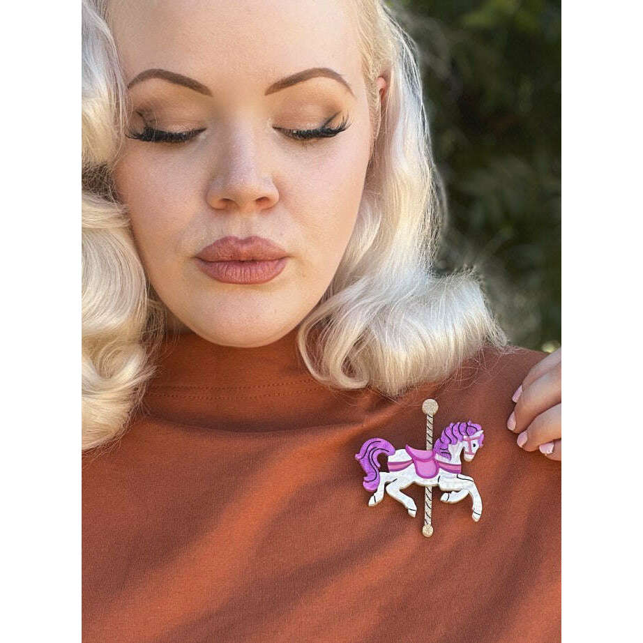 Funfair Carousel Horse Acrylic Earrings by Lipstick & Chrome x Makokot – view 4