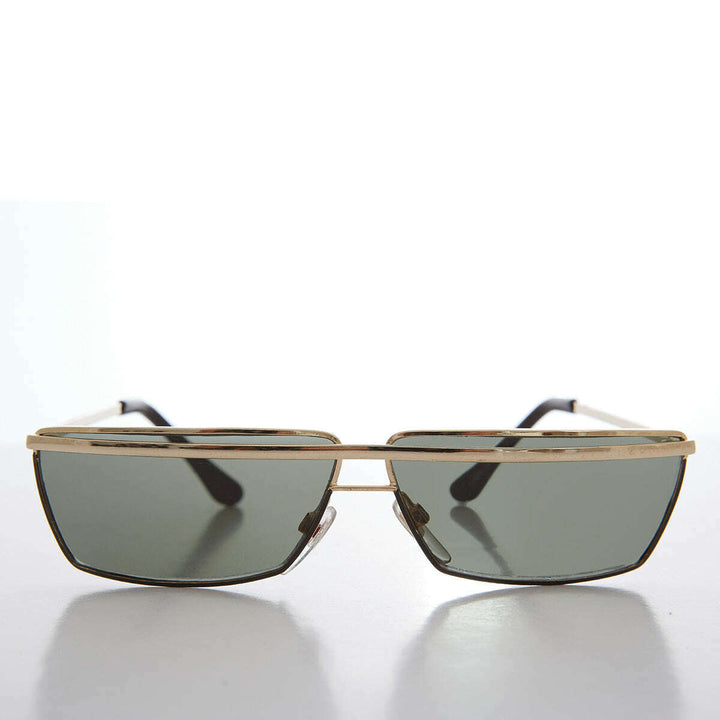 Futuristic Rectangle Gold Brow Sunglasses - Tilly