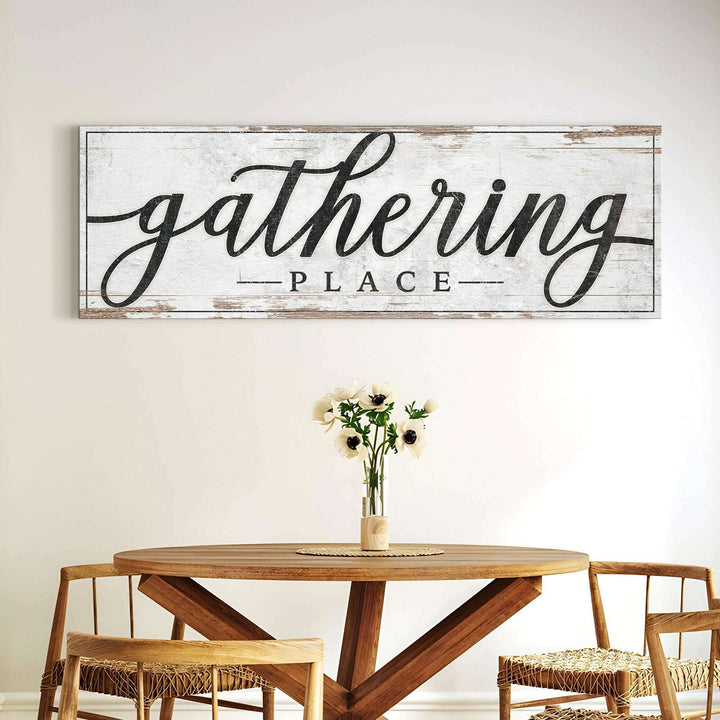 Gathering Place Kitchen Sign Decor | Dining Room Canvas Wall Art | Thanksgiving Sign Wall Art | Kitchen Wall Decor | Living Room Wall Decor