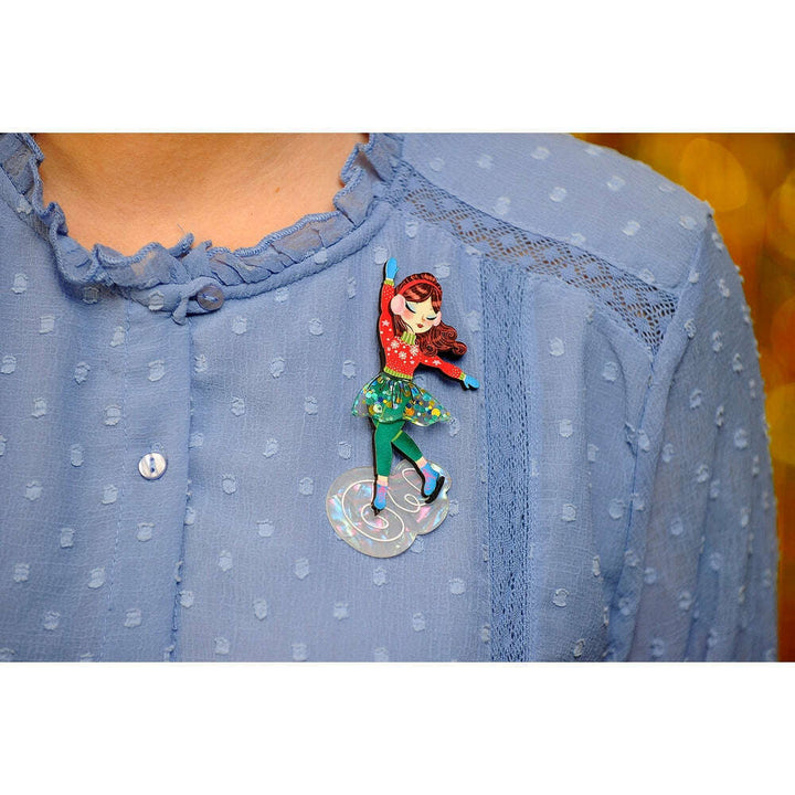 Girl Ice Skating Brooch by Laliblue – view 2