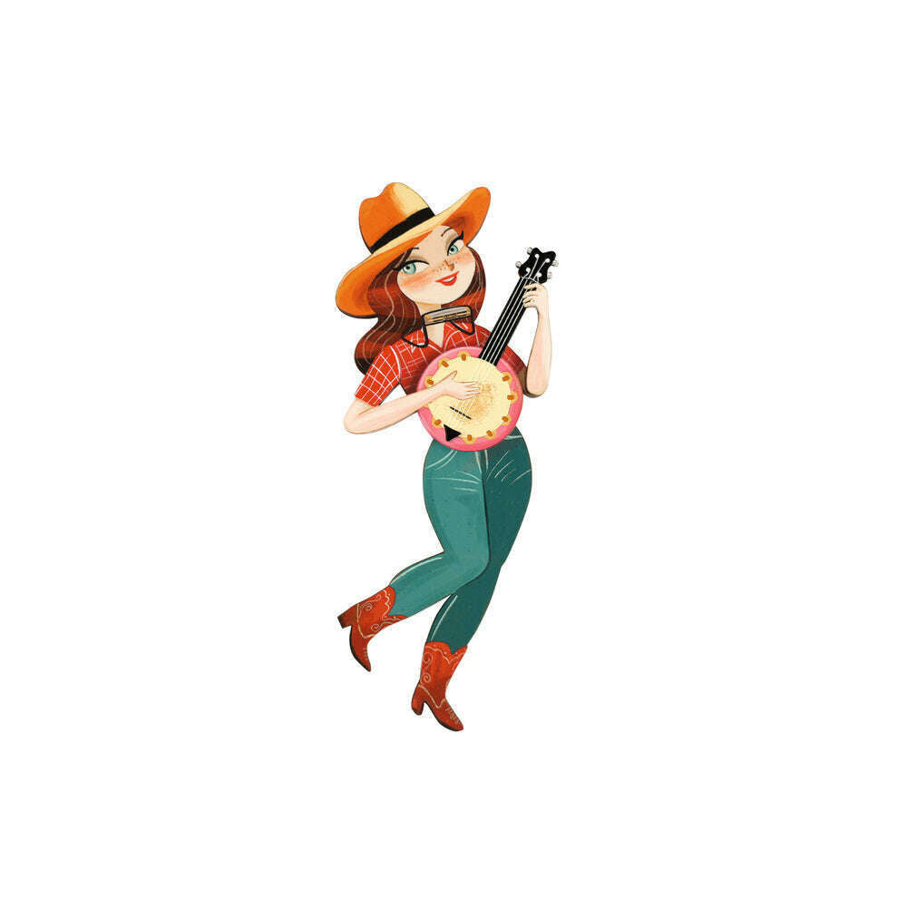 Girl playing the banjo Brooch by Laliblue 