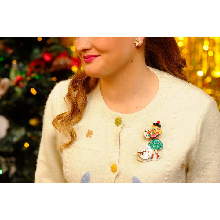 Girl with A Snowman Brooch by Laliblue 3