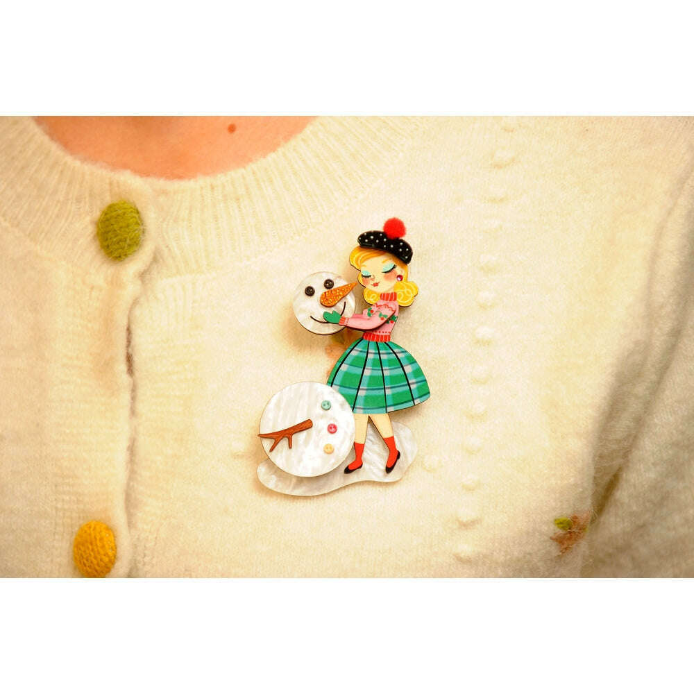 Girl with A Snowman Brooch by Laliblue – view 2