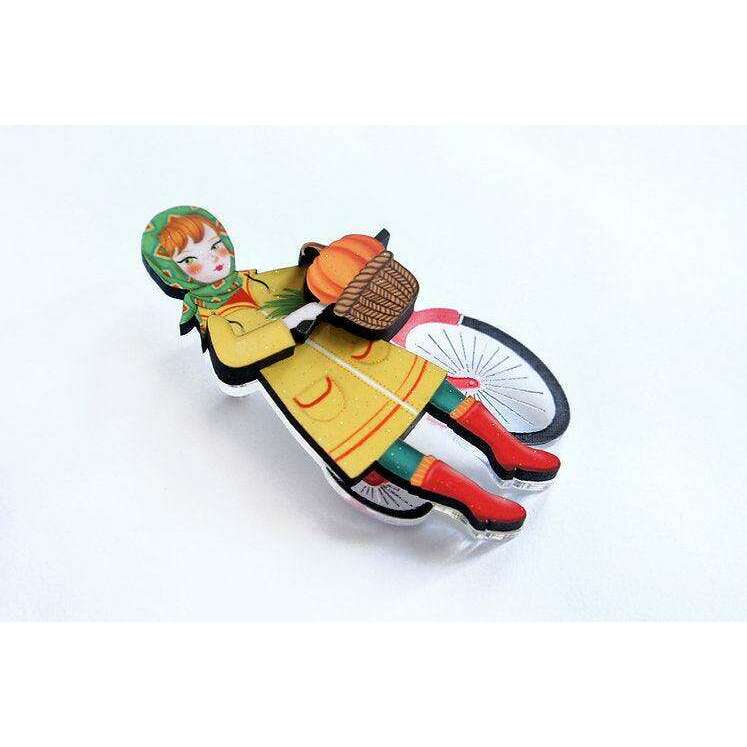 Girl with bicycle brooch by LaliBlue - Quirks!