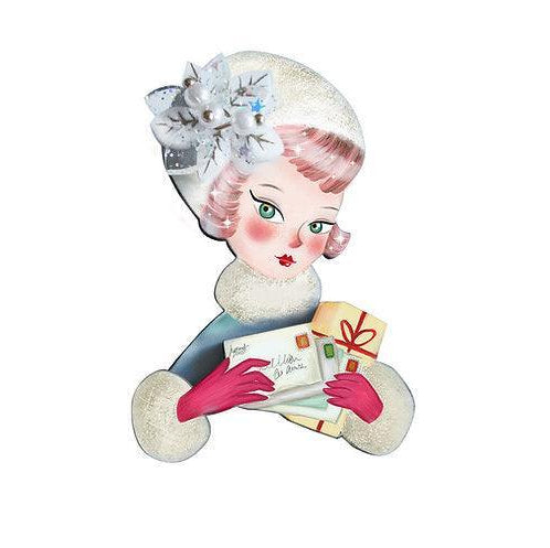 Girl with Christmas Postcards Brooch by Laliblue - Quirks!