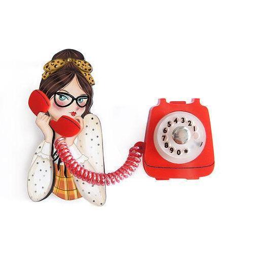 Girl with Phone Collar Brooch by Laliblue - Quirks!