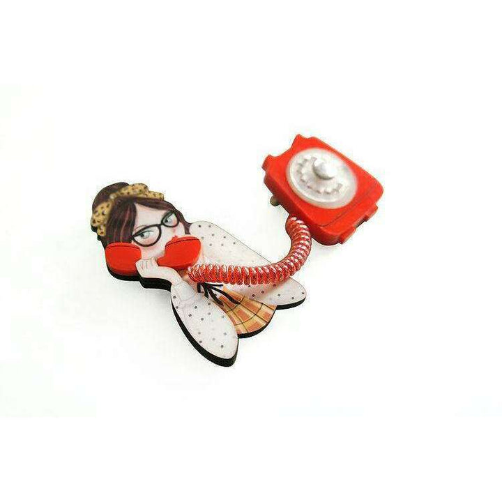 Girl with Phone Collar Brooch by Laliblue - Quirks!