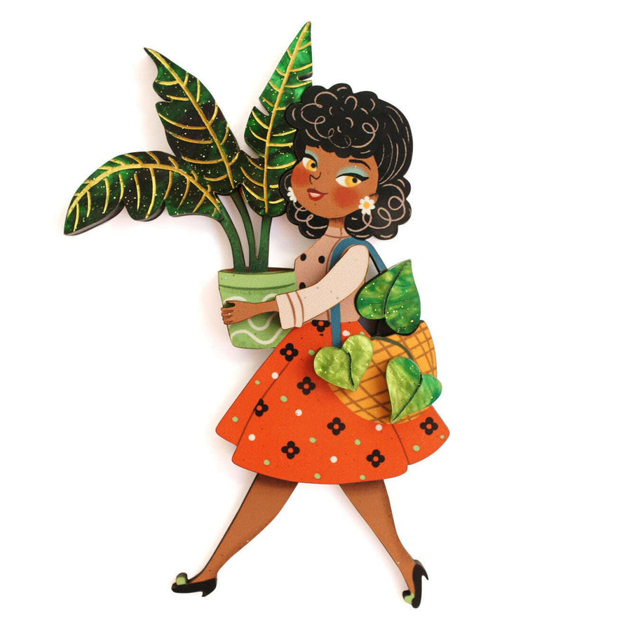 Girl with Plants Brooch