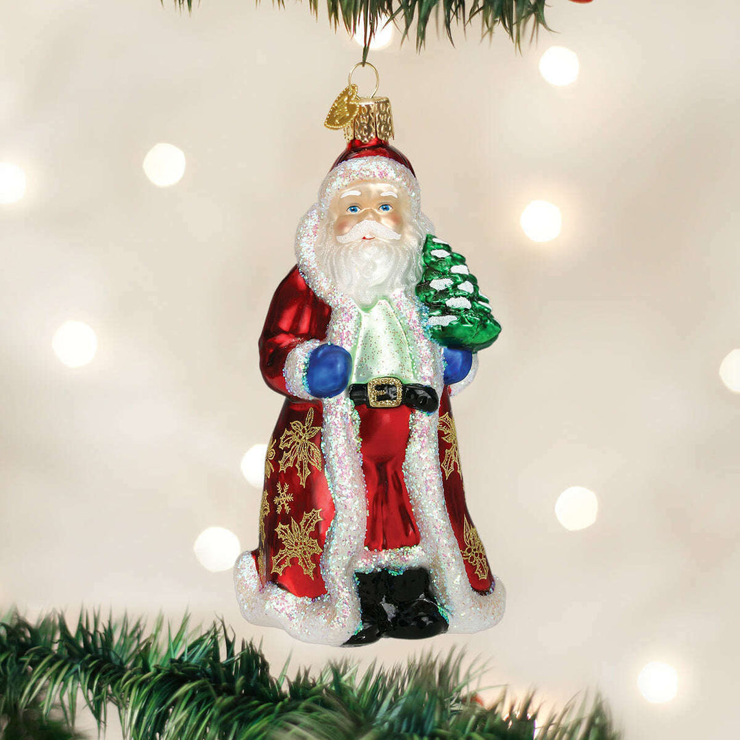 Old World Christmas Glistening Golden Santa Blown Glass Ornament