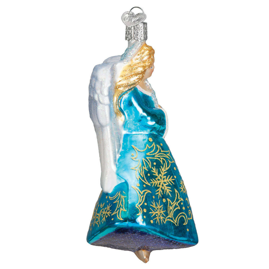 Old World Christmas Glistening Snowflake Angel Blown Glass Ornament