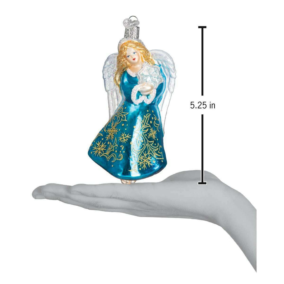 Old World Christmas Glistening Snowflake Angel Blown Glass Ornament