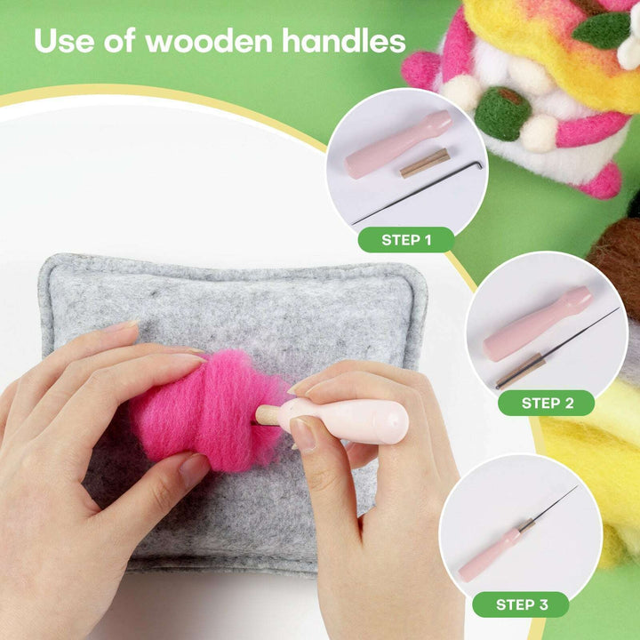 Gnomes Needle Felting Kit. Wizardi DIY Wool Craft F07N8-Z-01