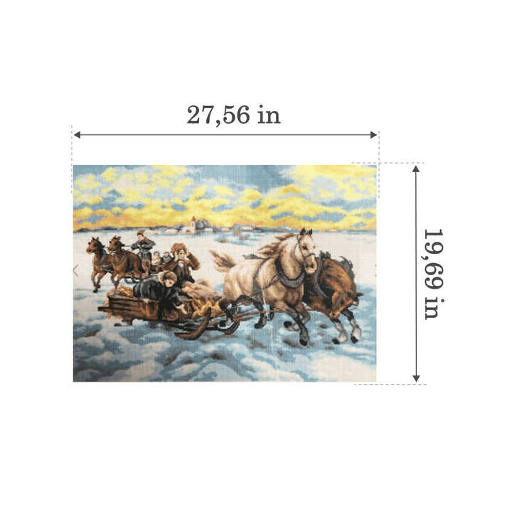 Gobelin canvas for halfstitch without yarn after Alfred Wierusz-Kowalski - Sleigh Ride 2762R