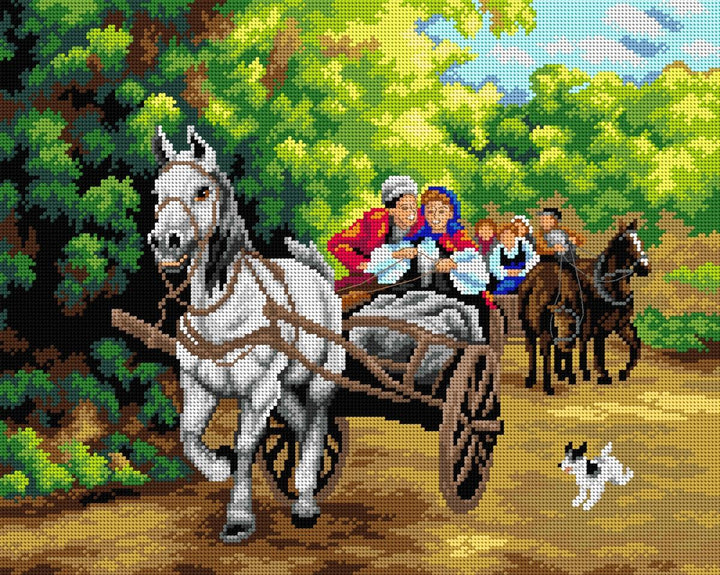Gobelin canvas for halfstitch without yarn after Alfred Wierusz-Kowalski - Ride 2763M