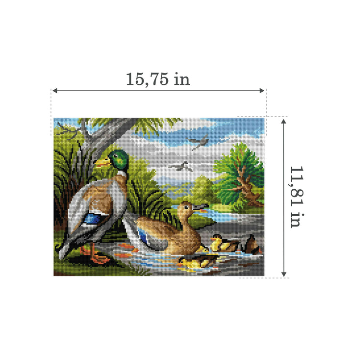 Gobelin canvas for halfstitch without yarn after Jacob Bogdani - Ducks in a River 2955J
