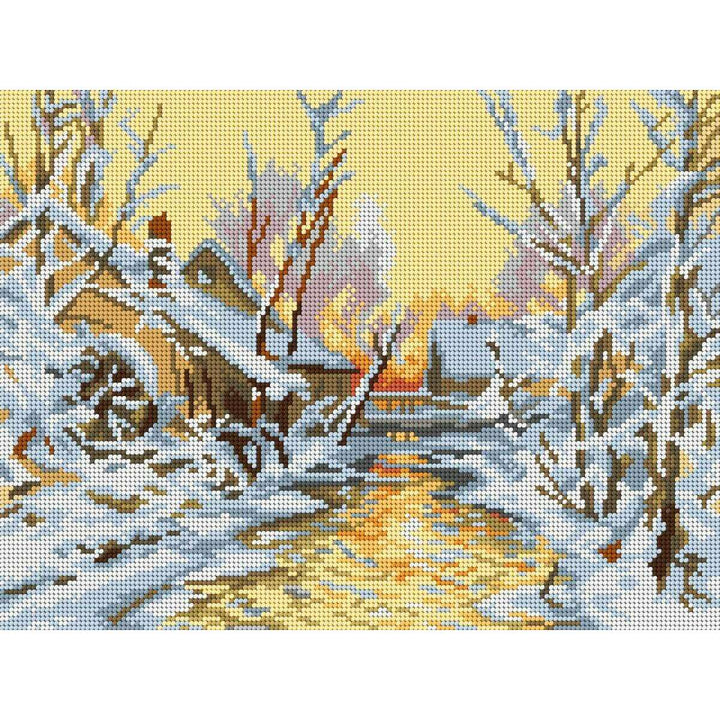 Gobelin canvas for halfstitch without yarn after Walter Moras - Snowy Mill (fragment) 3259J