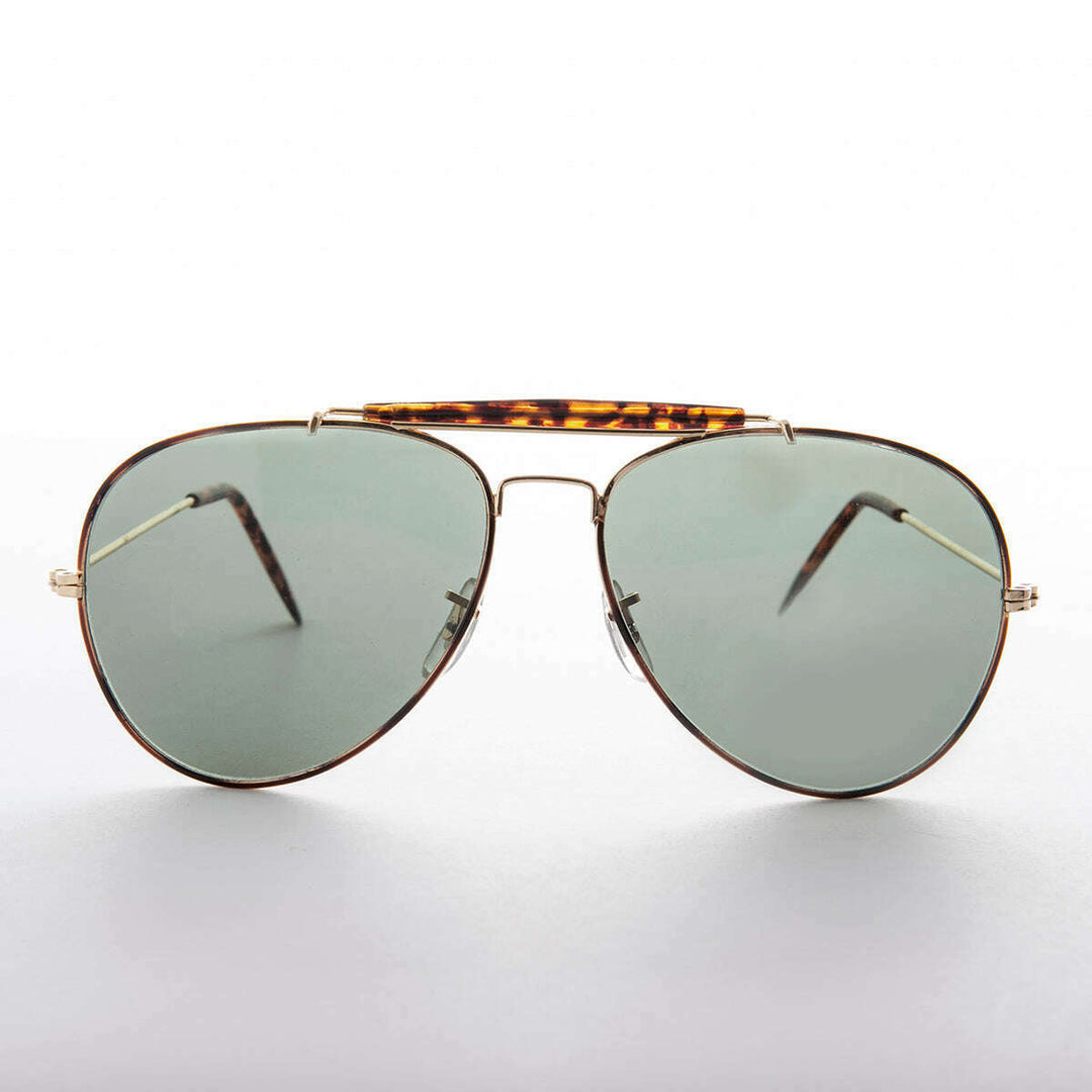 Gold Aviator Sunglass with Brow Bar - Selleck