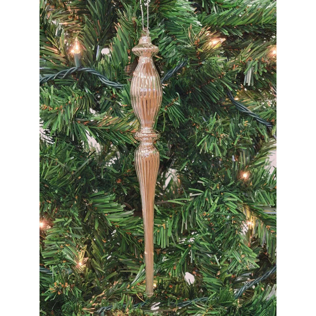Gold Elongated Finial Glass Christmas Ornament F07M7-2-LH76-24618