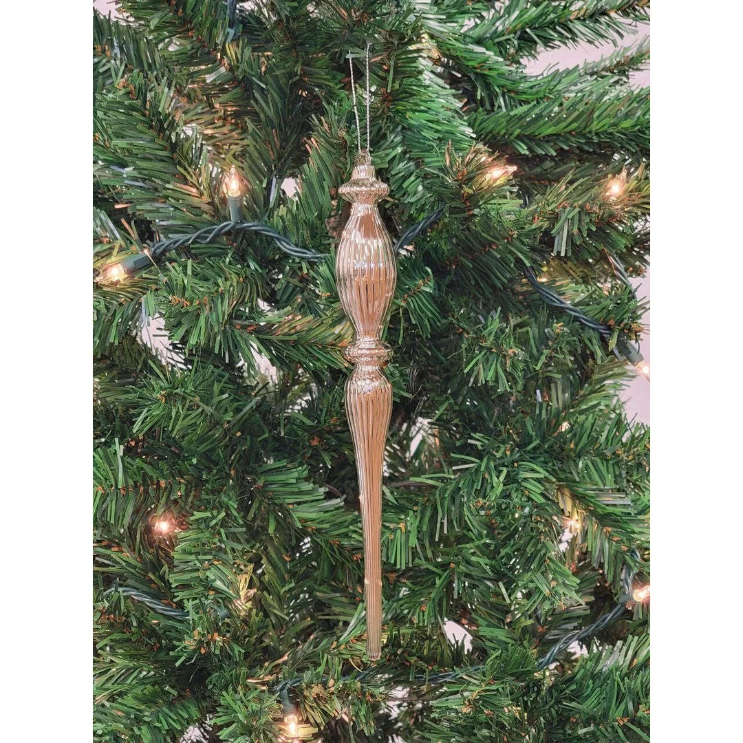 Gold Elongated Finial Glass Christmas Ornament F07M7-2-LH76-24618